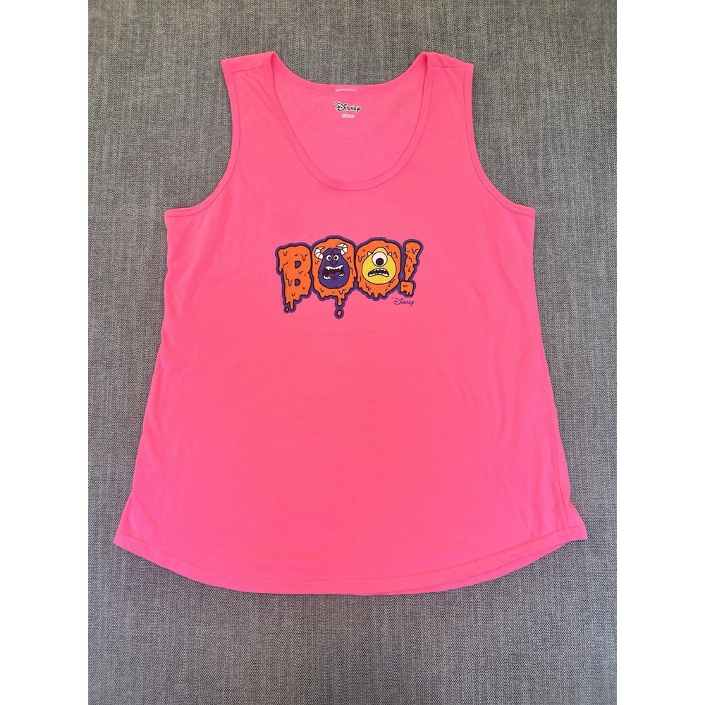 Disney Monsters Inc Boo! Pink Tank Top Women's Size Large Neon Pink Graphic